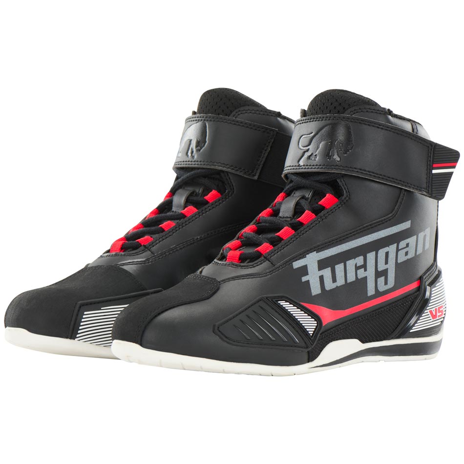 Chaussures Moto Sport Homme | Furygan™ V5 D3O® Noir Blanc Rouge — détail