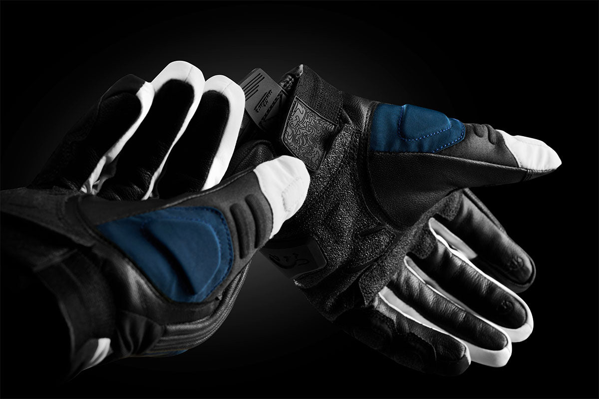 Gants Moto Furygan BALMAZ ALL SEASONS Noir - Bleu - Pearl — Certifié CE - LE PRATIQUE DU MOTARD