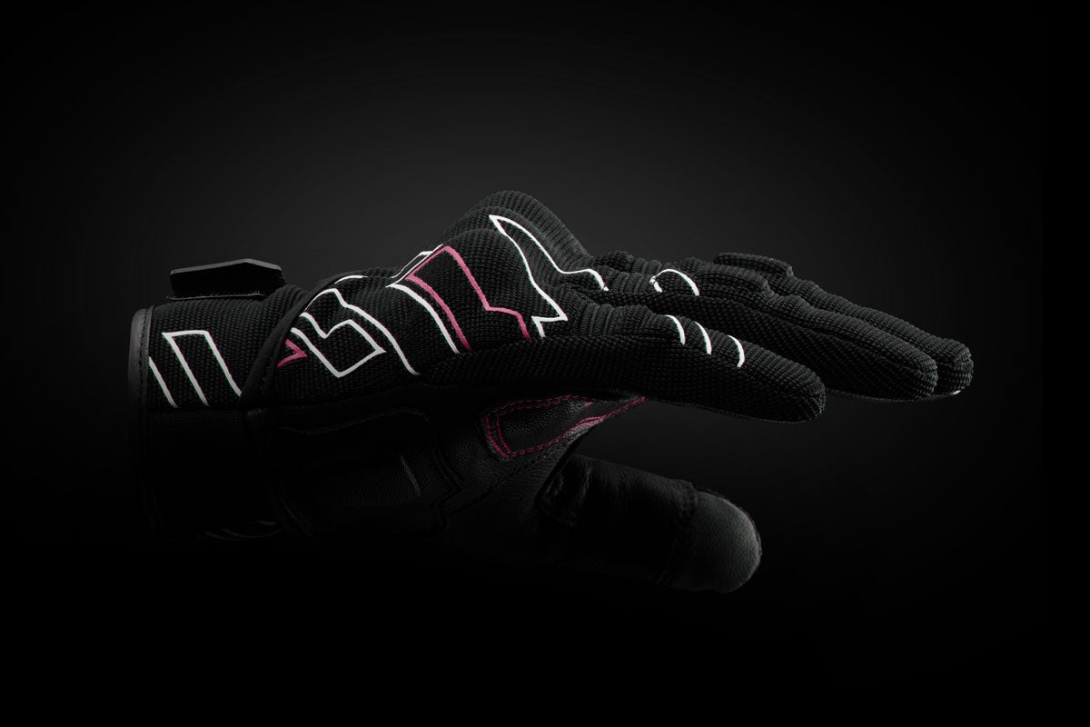 Gants Moto Furygan JET NEON D3O® LADY Noir - Blanc - Rose — Certifié CE - LE PRATIQUE DU MOTARD
