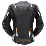 Blouson Cuir Moto Femme Racing Homologué AAA — Noir-Or, vue vue 2