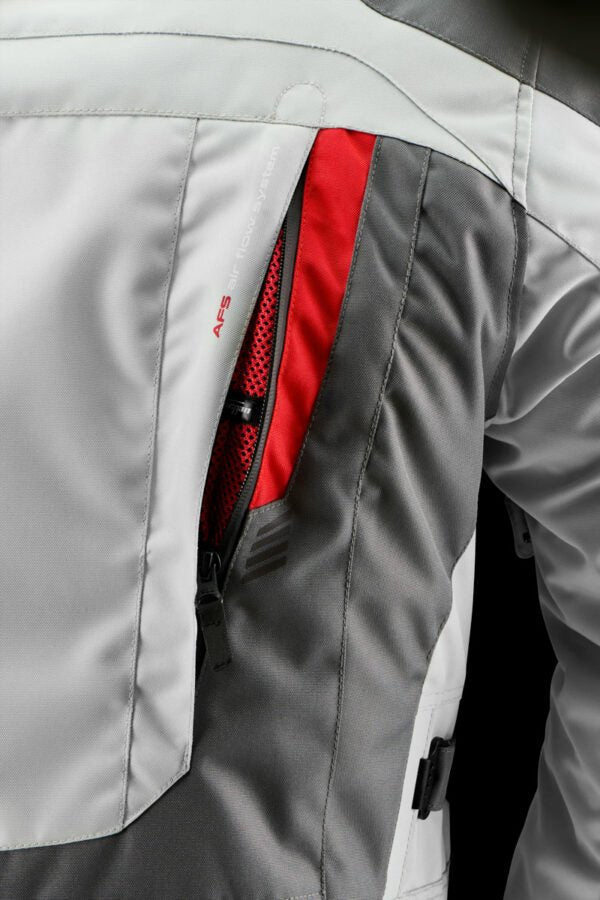 Blouson Moto Furygan APALACHES EVO — Protection CE Niveau AA Gris - Pearl - Rouge - LE PRATIQUE DU MOTARD