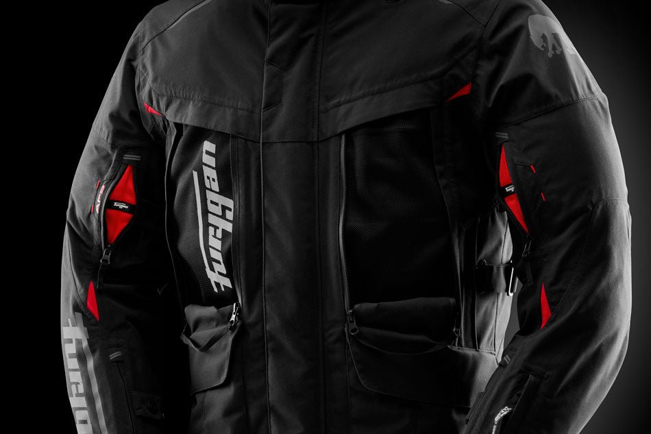 Blouson Moto Furygan CHALLENGER 3C PRIMALOFT® — Protection CE Niveau AA Noir - Rouge - LE PRATIQUE DU MOTARD