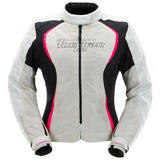 Blouson Moto Femme Clair Perle et Rose | Furygan™ Odessa Evo 3in1 Vented+ Pearl Noir Rose — vue trois quarts