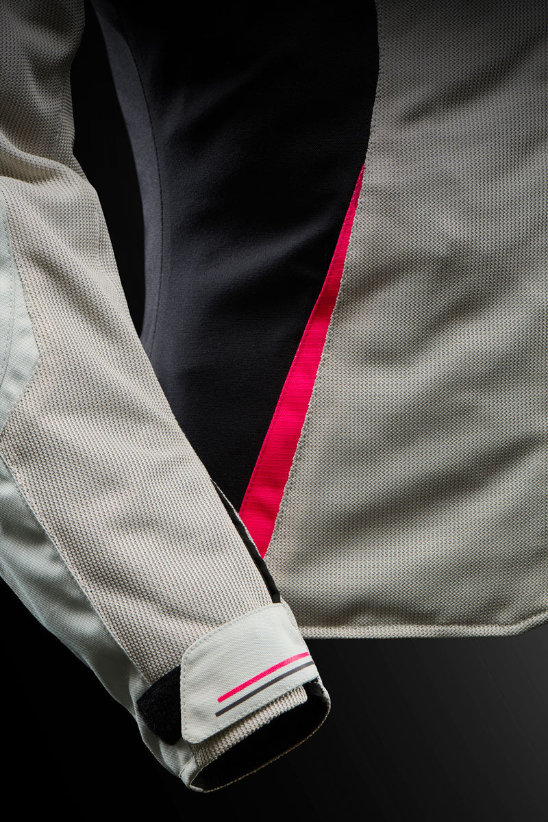 Blouson Moto Femme Clair Perle et Rose | Furygan™ Odessa Evo 3in1 Vented+ Pearl Noir Rose — détail
