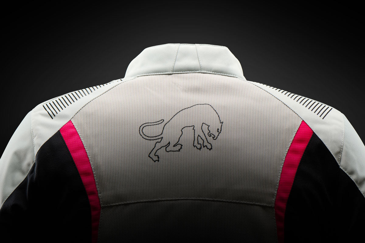 Blouson Moto Femme Clair Perle et Rose | Furygan™ Odessa Evo 3in1 Vented+ Pearl Noir Rose — détail