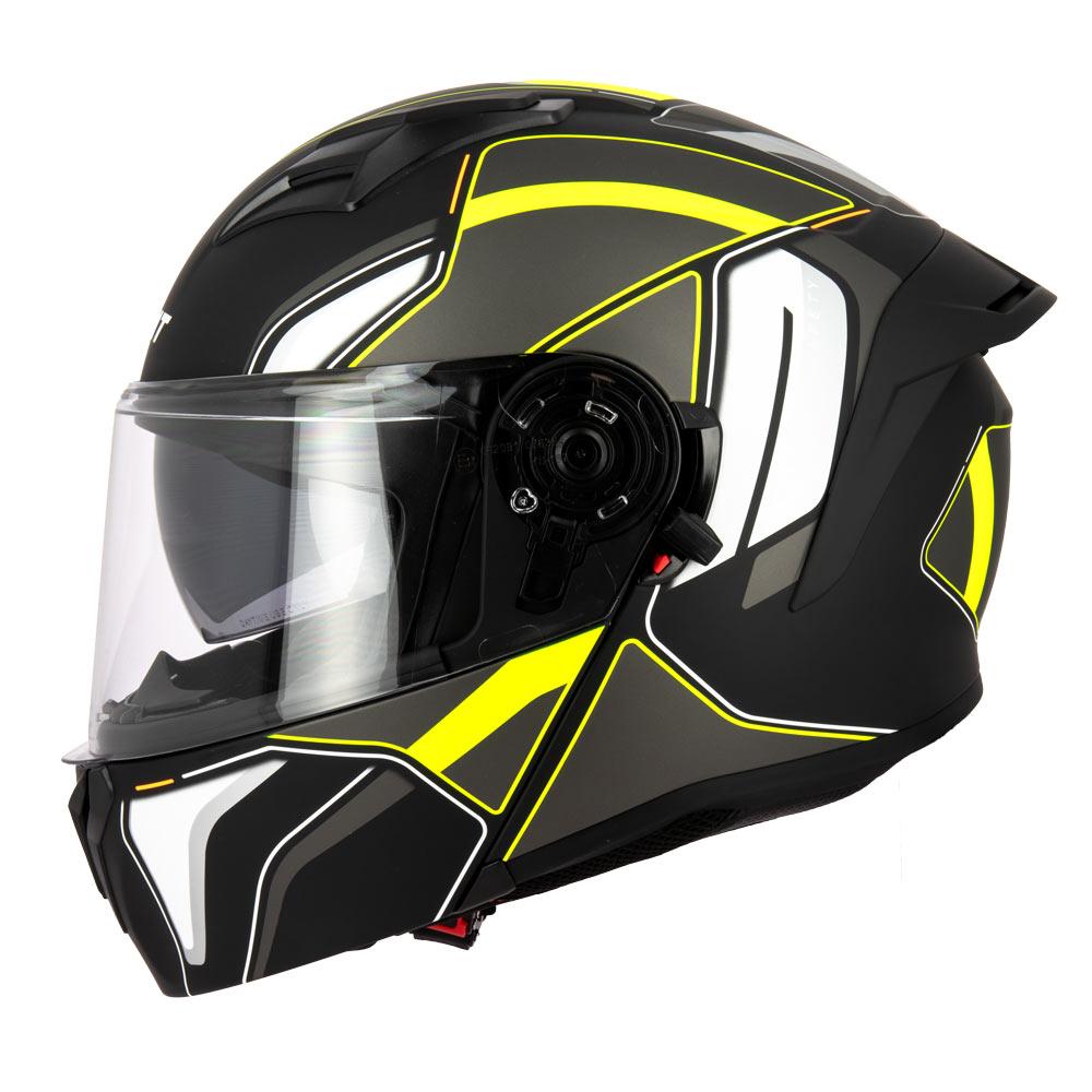 Casque modulable S551 Dual Face titane jaune fluo — vue de profil