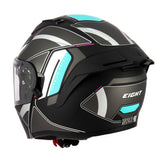 Casque modulable S551 Dual Face noir bleu — vue trois-quarts arrière