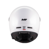 Casque intégral blanc nacré arrière, extracteurs d'air et étiquette homologation ECE 22-06