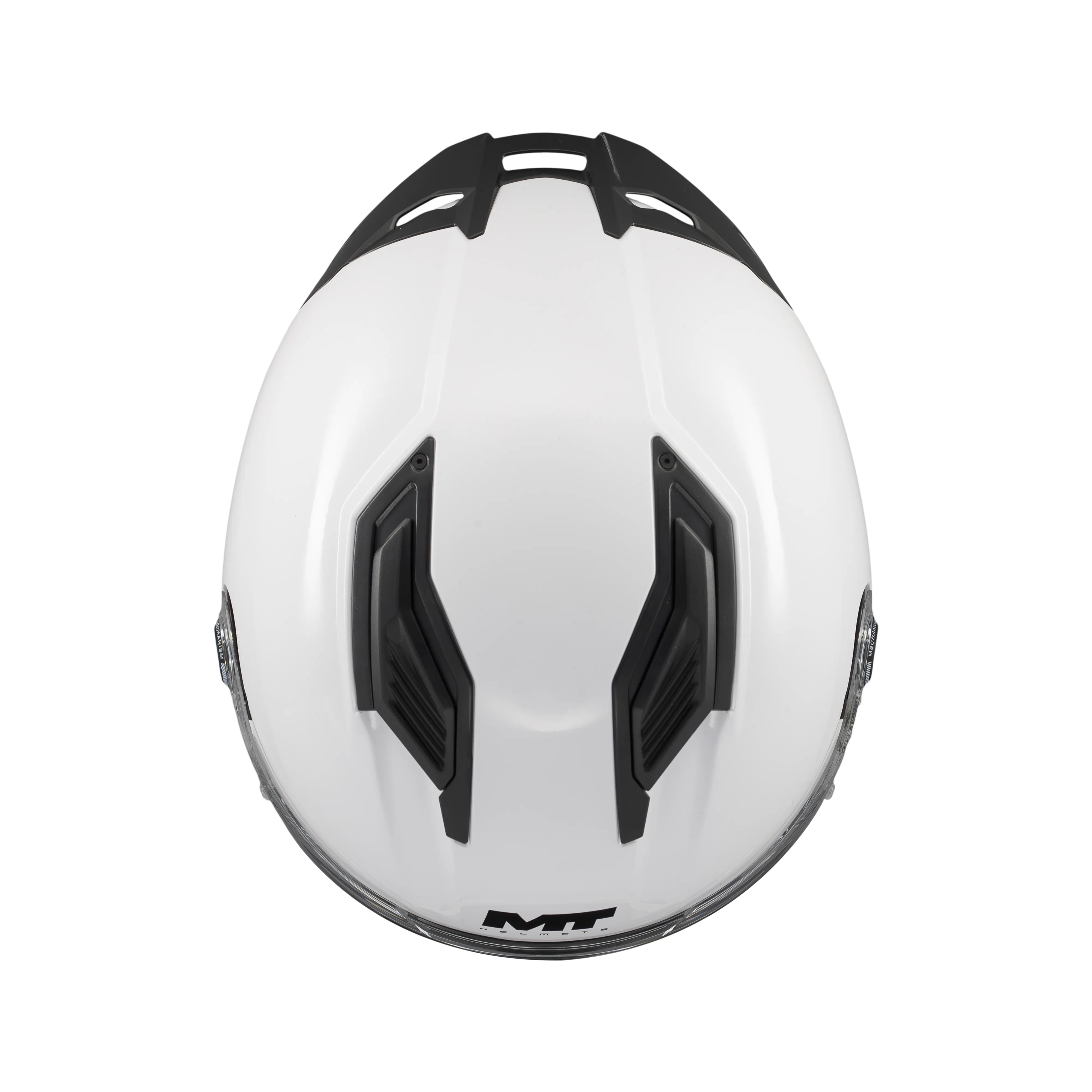 Casque intégral MT Stinger 2 blanc nacré vue de dessus extracteurs de ventilation