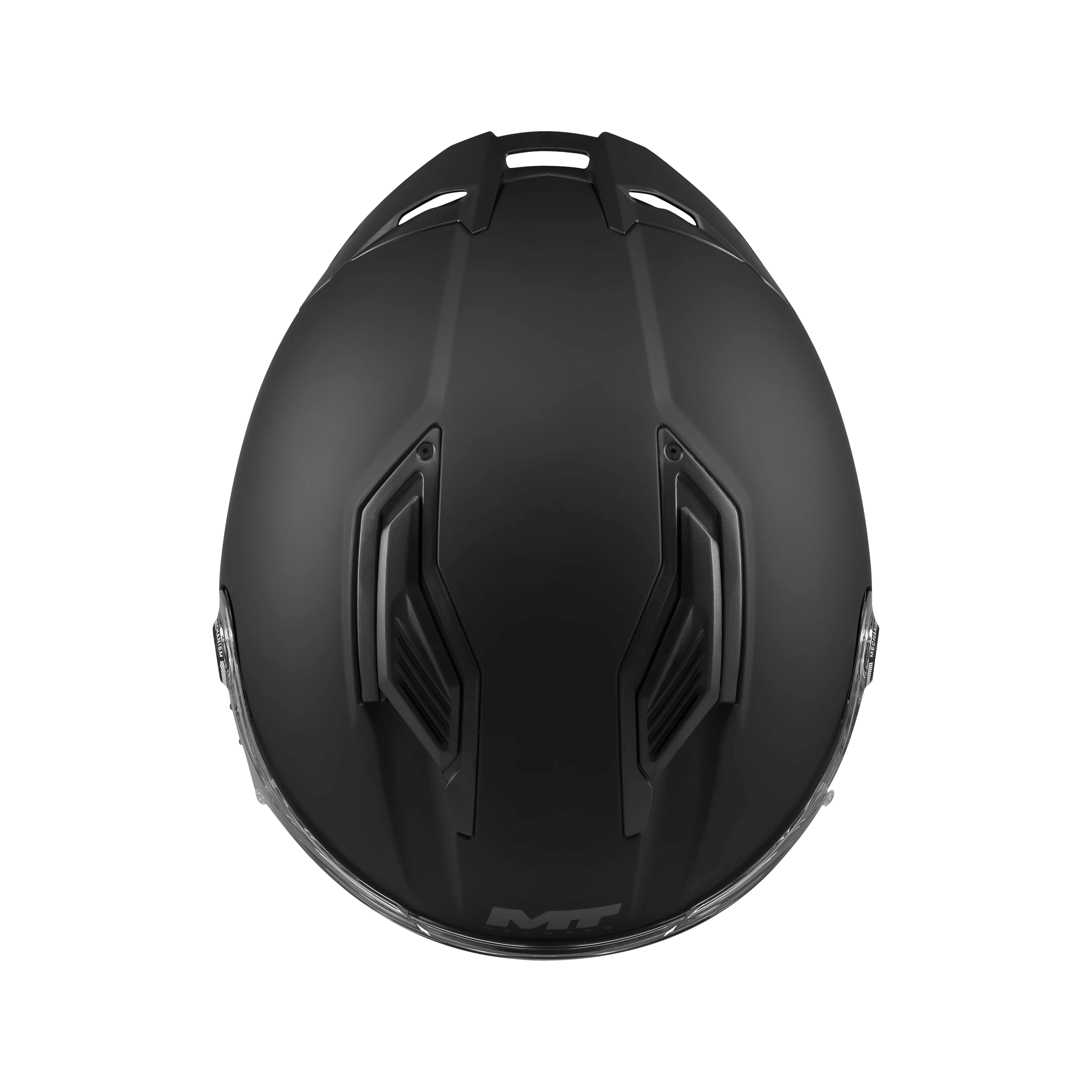 Casque intégral MT Stinger 2 noir mat vue de dessus extracteurs de ventilation