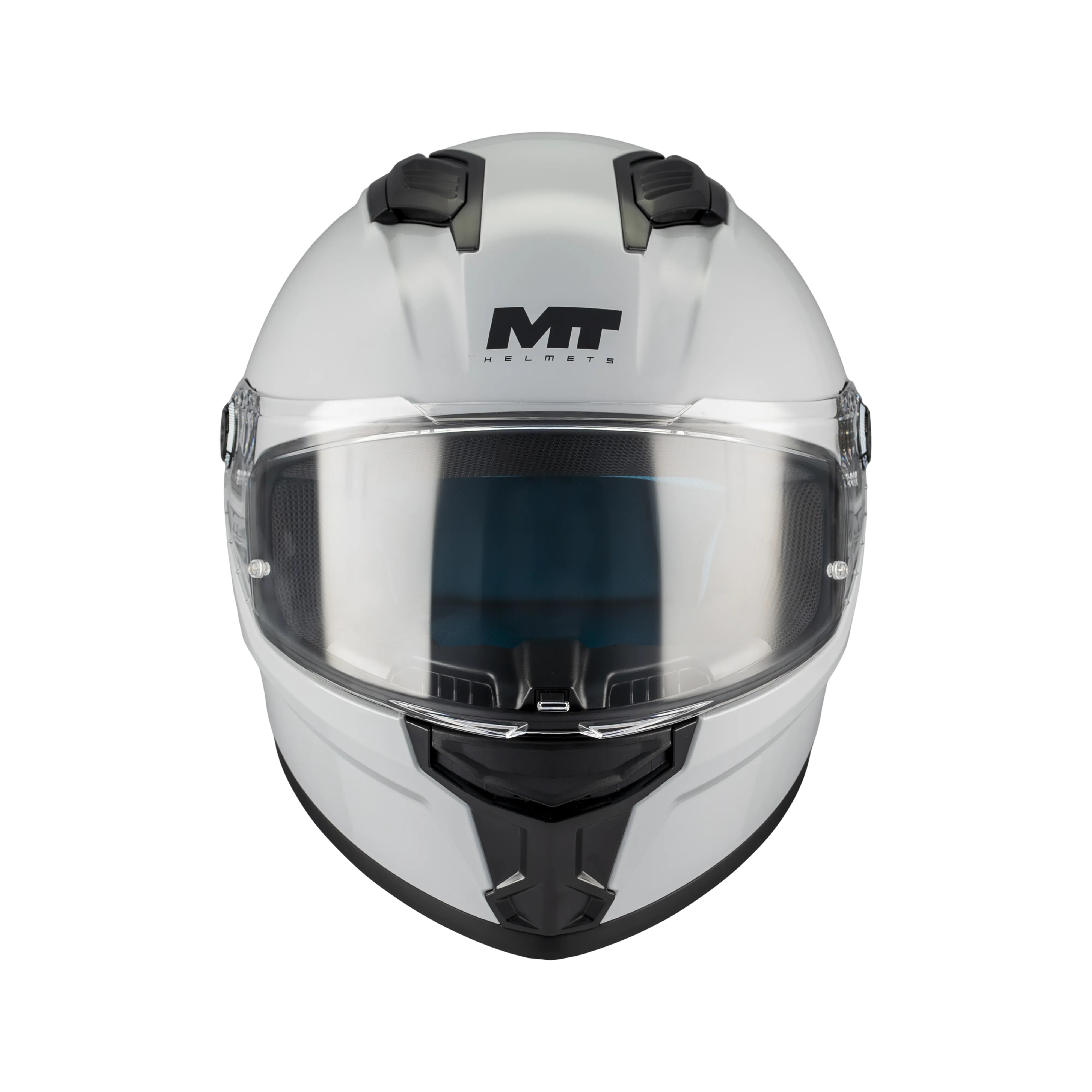 Casque intégral MT Stinger 2 gris brillant vue de face visière fermée