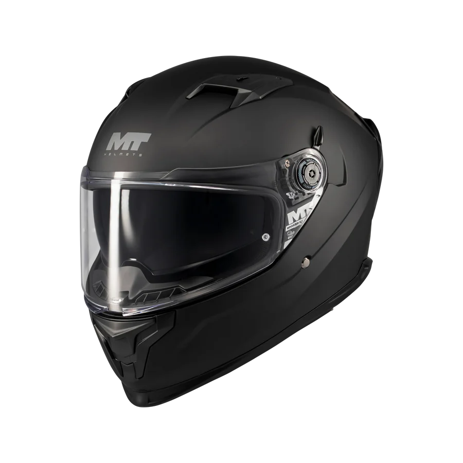 Casque intégral MT Braker SV noir mat de trois quarts, visière fermée - LE PRATIQUE DU MOTARD
