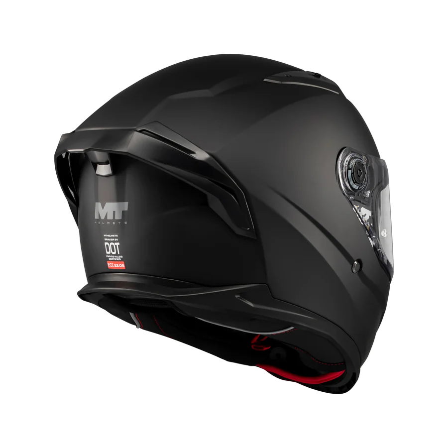 Casque intégral MT Braker SV noir mat, trois quarts arrière droit