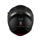 Casque intégral MT Braker SV noir mat de dos, homologation ECE 22-06 et DOT
