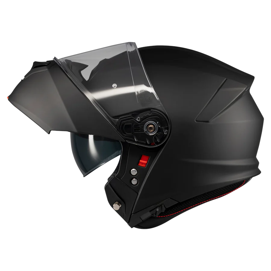 Casque modulable moto Genesis SV noir mat profil gauche mentonnière relevée