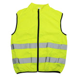 Gilet jaune fluo zippé à poche arrière — vue de face, fermeture à glissière