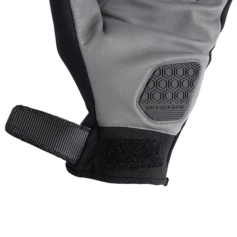Gants moto hiver Sprint Hydroscud Noir/Gris — patte de serrage du poignet ouverte, velcro visible