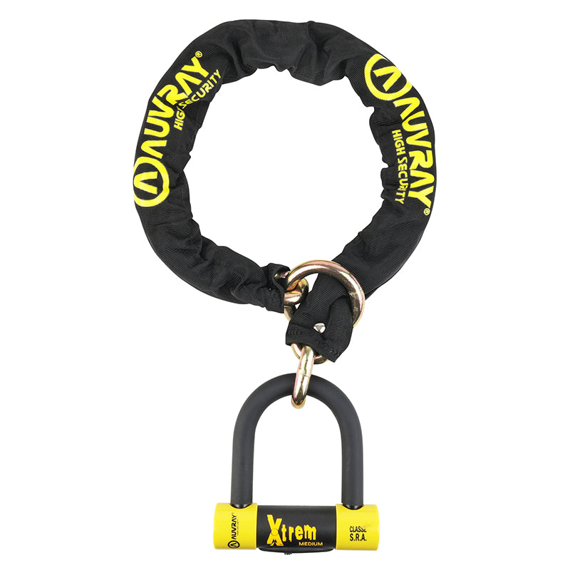 Antivol A Chaine Auvray Xtrem Lasso 1.00M Maillon Diam 13.5 Mm Avec U Xtrem Medium 85X100Mm (Diam 18Mm) (Classe Sra Chaine +
