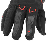Gants moto hiver Detroit Noir/Rouge — gros plan des renforts sur le dessus des doigts