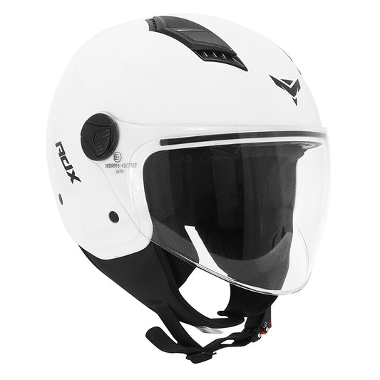 Casque jet ADX AJ050 Blanc Brillant — vue trois-quarts avant