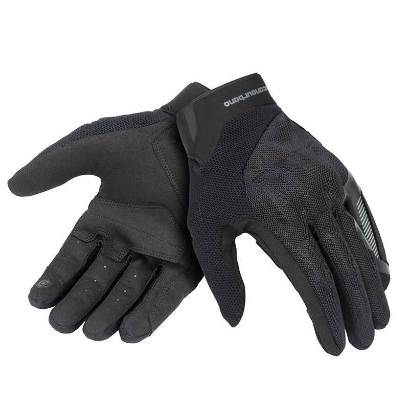 Gants moto été Penna EVO Noir — la paire, dos en mesh noir et paume en suédine