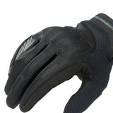 Gants moto été Penna EVO Noir — dos de trois-quarts, impression grise sur la tranche