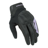 Gants moto été Penna EVO Lady Noir/Violet — dos de la main, mesh noir et bande violette