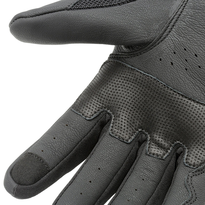 Gants moto été Andrew EVO Noir — paume en cuir perforé, gros plan