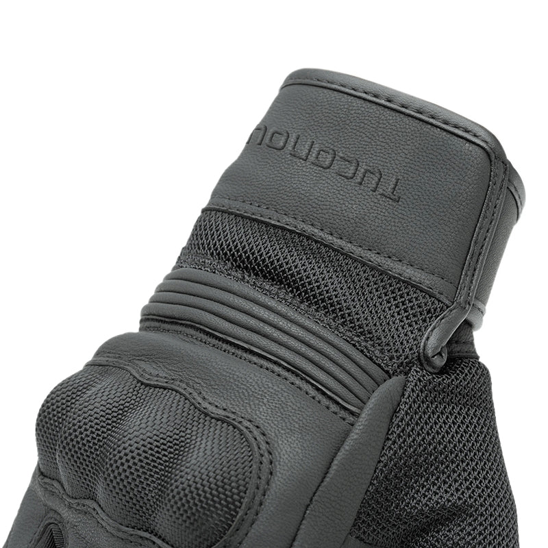 Gants moto été Andrew EVO Noir — détail du dos : mesh et soufflets