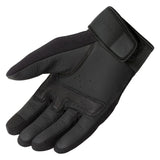 Gants moto toutes saisons Crab Noir — côté paume : cuir et patte velcro du poignet