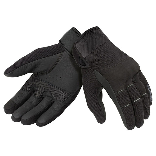 Gants moto toutes saisons Crab Noir — la paire, dos textile noir et paume en cuir