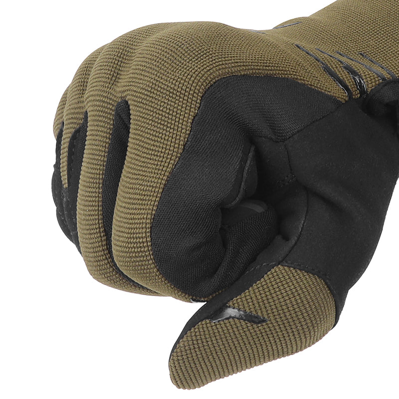 Gants moto mi-saison Street EVO Noir/Kaki — poing fermé, vu de côté