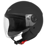 Casque jet ADX AJ020 Noir Mat — vue trois-quarts avant, côté droit