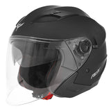 Casque jet ADX AJ150 Noir Mat — vue trois-quarts avant, côté droit