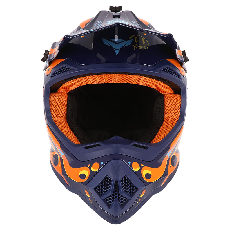 Casque cross enfant ADX ACK Violet/Orange/Bleu Brillant — vue de face