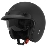 Casque jet ADX AJ400 Noir Mat — vue trois-quarts avant, côté droit