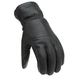 Gants moto hiver Elios Hydroscud Noir — dos de la main, cuir noir et poignet froncé