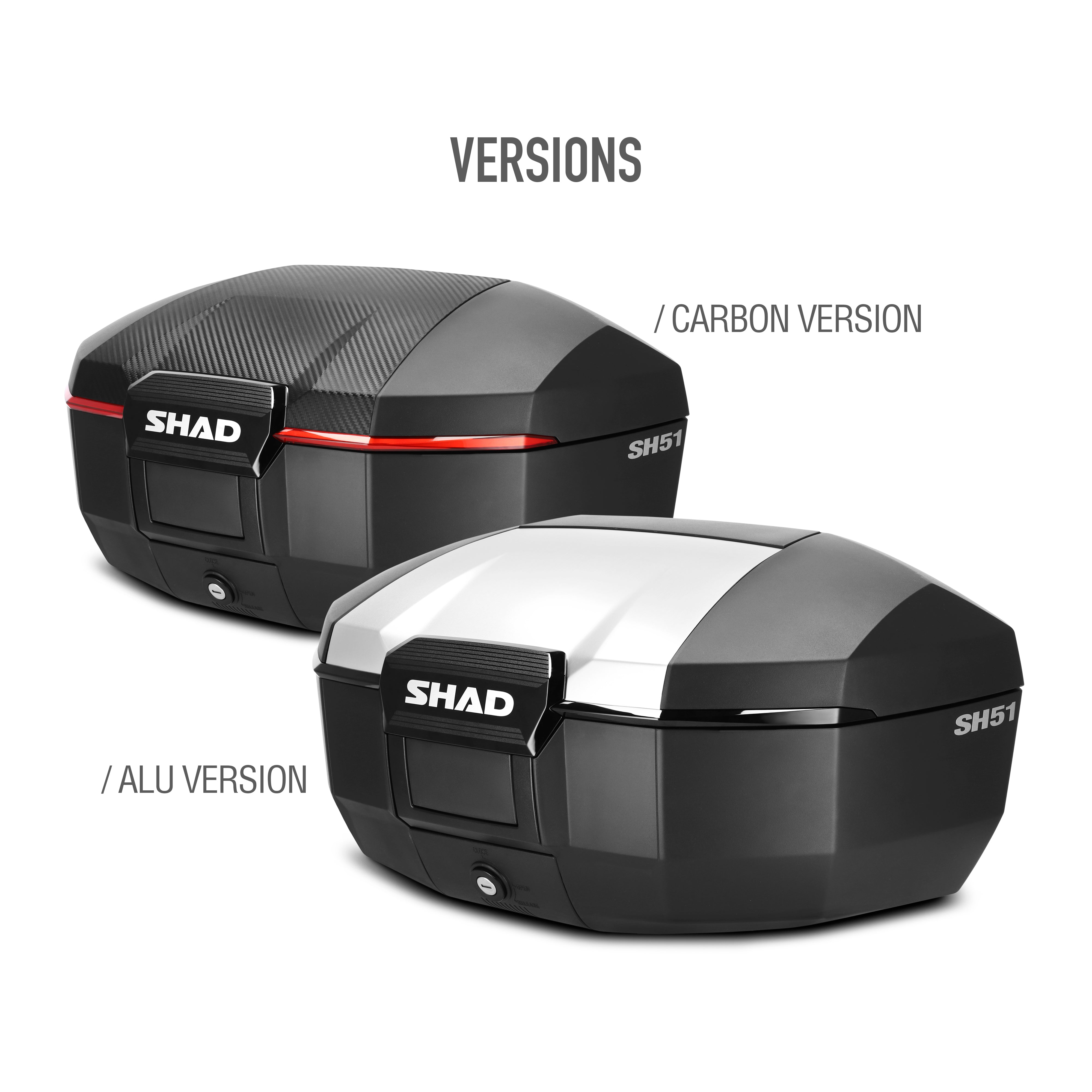 Top Case SHAD SH51 Carbon — Top Case Moto 51L Grand Volume Carbone - LE PRATIQUE DU MOTARD