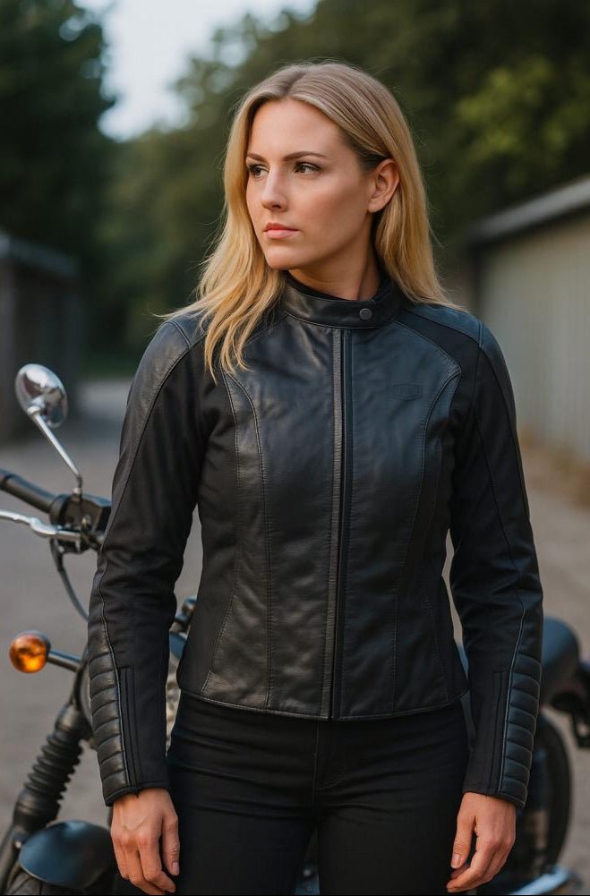 Blouson cuir Moto Femme FELINE™ - Cuir Haut de Gamme & Protection CE - LE PRATIQUE DU MOTARD