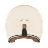 Dessus du casque jet moto crème EXKLUSIV avec languette cuir arrière
