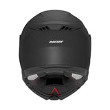 Casque modulable NOX N967 noir mat, vue arrière ventilations et logo NOX