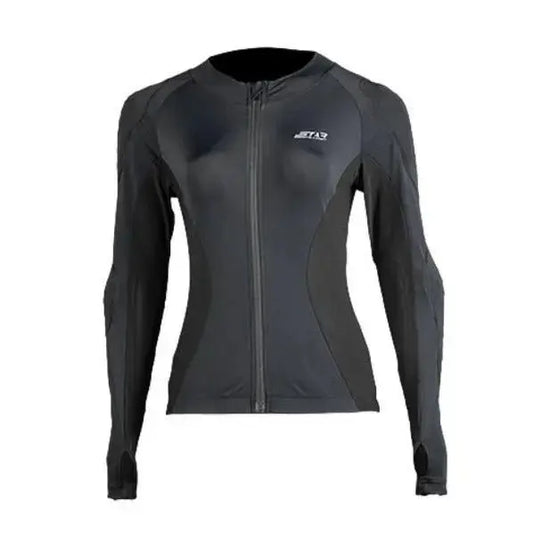 Gilet de protection moto femme STAR™ noir vue de face zip central et zones mesh