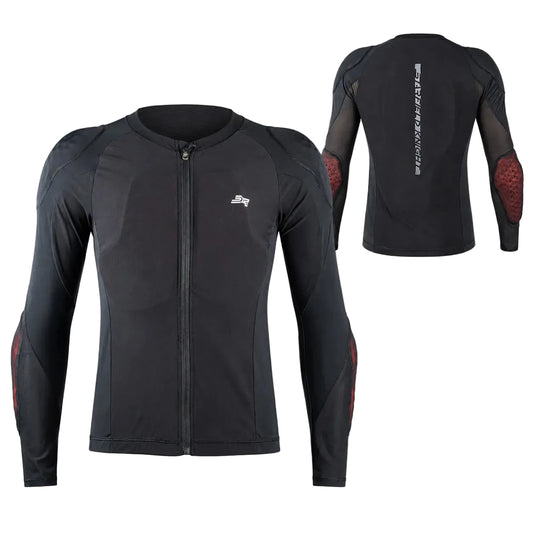 Gilet protection moto homme sous veste BreezeShield noir, vue avant et arrière