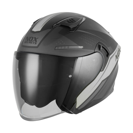 Casque Moto Jet N130 Ekto Noir Mat Argent | NOX - LE PRATIQUE DU MOTARD