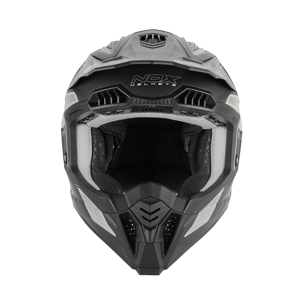 Casque Moto Cross N634 Storm Noir Mat Argent | NOX - LE PRATIQUE DU MOTARD