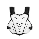 Plastron moto cross blanc vu de face avec sangles épaules et fentes de ventilation