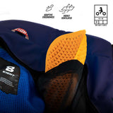 Blouson moto CIRRUS bleu — détail de l’intérieur : protection souple dans sa poche