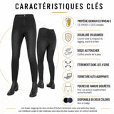 Jean Moto Femme Noir Stretch — Confort d'un Legging, Genouillères CE | RAVEN™