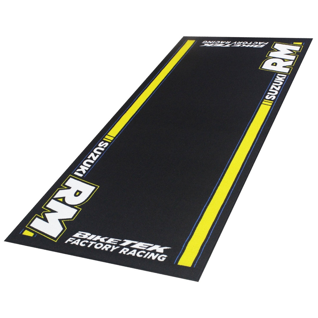 Tapis environnemental moto Suzuki RM 190x80cm pour garage, atelier et paddock