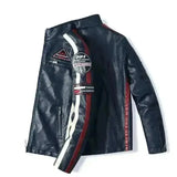 Veste cuir biker vintage - Speed RACE Noir